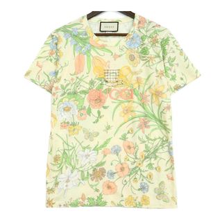 レディースM グッチ フローラル スネーク ロゴ Tシャツ 半袖 アイボリー