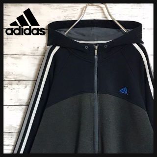 アディダス(adidas)の【ゆるだぼ】アディダス⭐︎刺繍ロゴ入りジップパーカー　裏パイル　ツートン　F49(ジャージ)