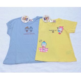 アンパンマン(アンパンマン)の新品　110cm　アンパンマン　女の子半袖Jシャツ2枚セット　イエロー×DKb(Tシャツ/カットソー)