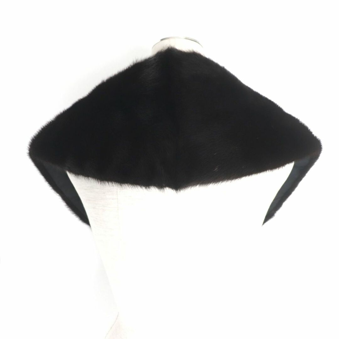 美品▽JINDO MINK ミンク 房付き 本毛皮ショール/ストール ブラック 毛