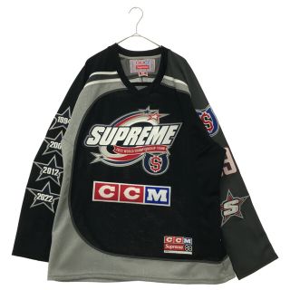 シュプリーム(Supreme)のSUPREME シュプリーム 22AW CCM All Stars Hockey Jersey オール スターズ ホッケー ジャージー Vネック 長袖Tシャツ カットソー ブラック(Tシャツ/カットソー(七分/長袖))