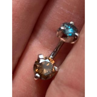 ボディーピアス　ヘソピアス　ダイヤモンド　ブルーダイヤ　ネジ式　navel(ピアス)