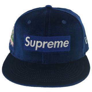 シュプリーム(Supreme)のSUPREME シュプリーム 22AW ×New Era Velour box logo cap newera ニューエラベロアベースボールキャップ 帽子 ブルー(キャップ)