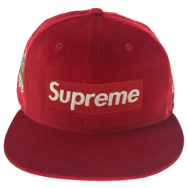 SUPREME シュプリーム 22AW ×New Era Velour box logo cap newera ニューエラベロアベースボールキャップ 帽子 レッド