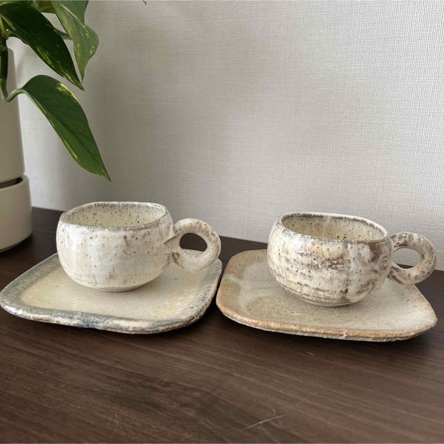 美術品/アンティーク信楽焼 しんにょ陶器 田村陶静作 コーヒーカップ＆ソーサー