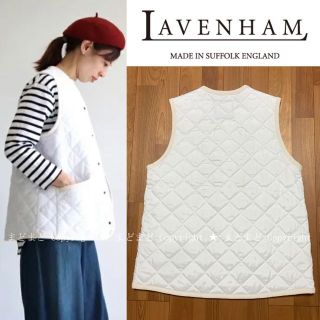 美品 ラベンハム THORNHAM 中綿 キルティング ベスト 38 白 ホワイ