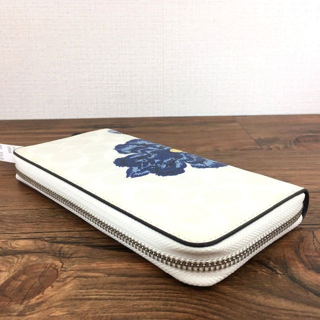 パネル 未使用品 COACH ジップウォレット ホワイト 花柄 450