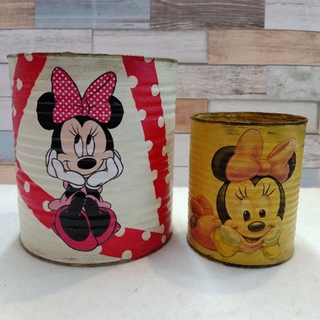 ディズニー(Disney)のリメイク缶　リメ缶　ディズニー　Disney　ミニー　多肉植物　⑪(プランター)