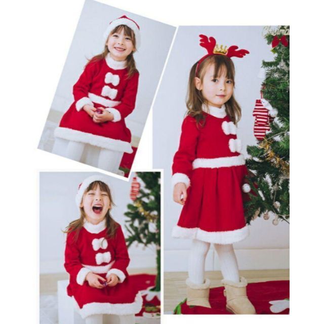 【100サイズ】クリスマス コスプレ キッズ サンタ 帽子 女の子 子供服