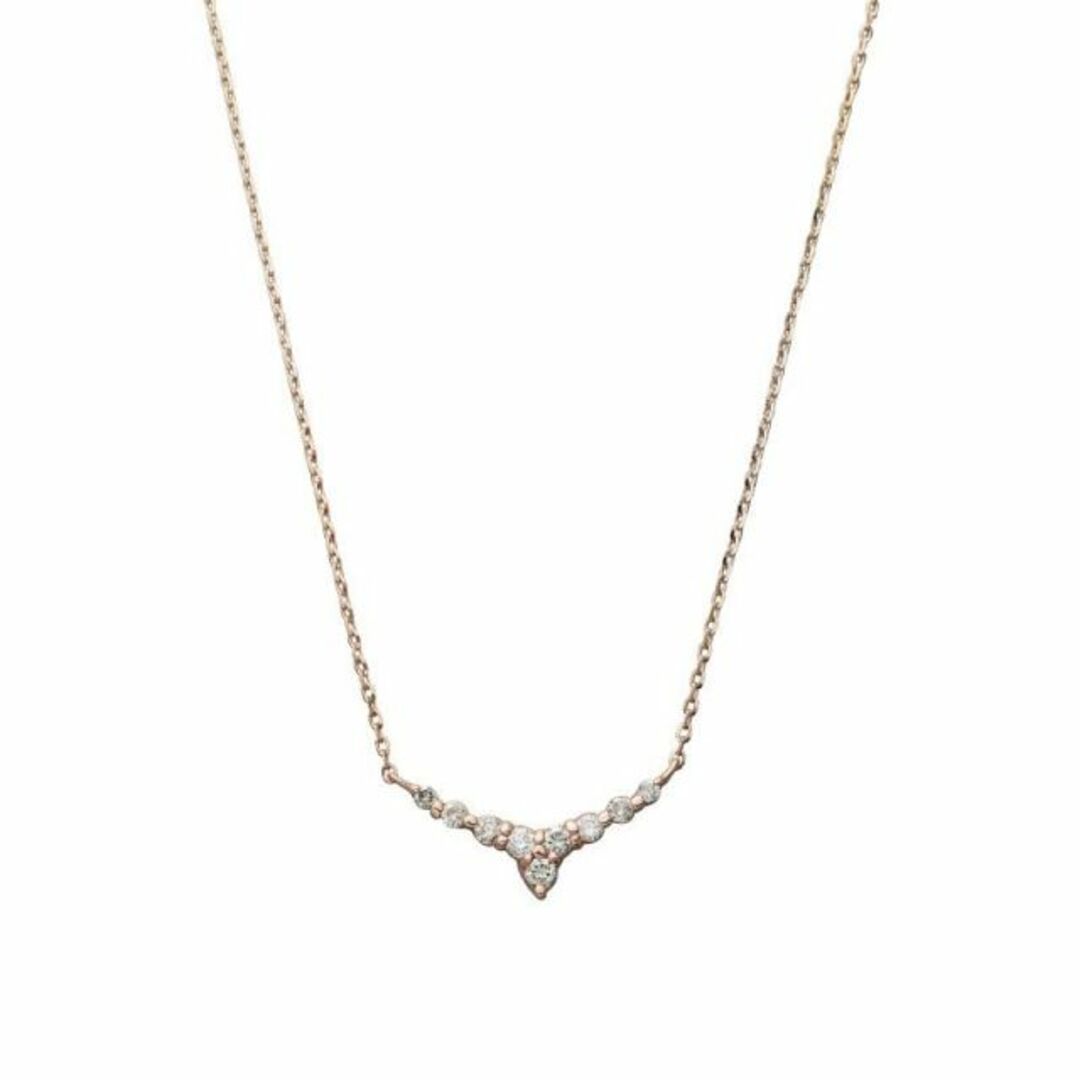 15mm付属品K10 ピンクゴールド 0.12ct ダイヤモンド ネックレス