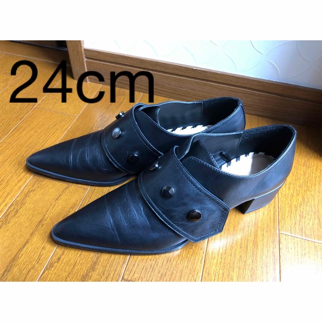 レザーモンクシューズ ZARA 24.0 スタッズ 革靴
