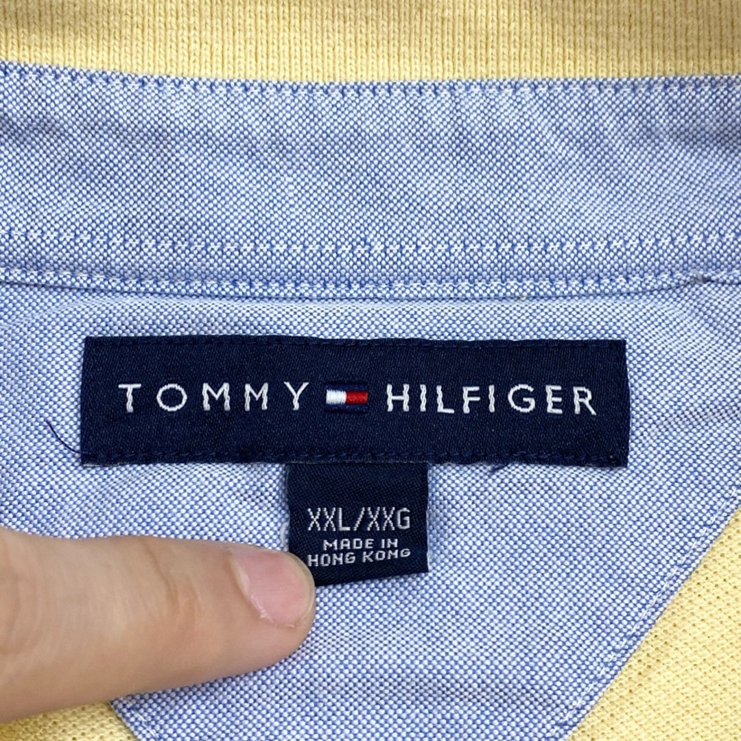 TOMMY HILFIGER(トミーヒルフィガー)のUS古着 トミーヒルフィガー TOMMY HILFIGER 鹿の子 ポロシャツ 半袖 ワンポイント 刺繍 サイズ：メンズ XXL ビッグサイズ イエロー【中古】 メンズのトップス(ポロシャツ)の商品写真