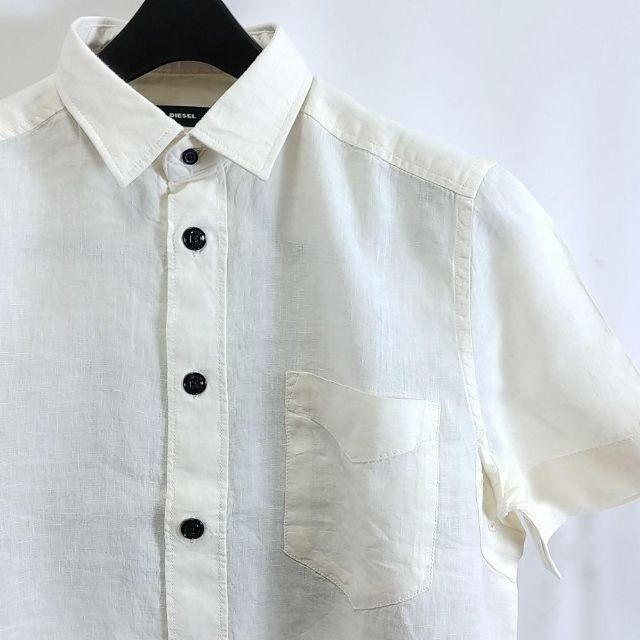 【新品】S ディーゼル Diesel 麻シャツ 半袖 シンプル ホワイト