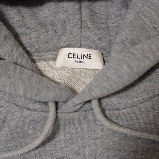 【美品】CELINE セリーヌ スタッズ付き フーディ パーカー グレー/ブラック 綿100％ 2Y588670Q Sサイズ