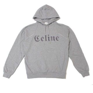 セリーヌ(celine)の【美品】CELINE セリーヌ スタッズ付き フーディ パーカー グレー/ブラック 綿100％ 2Y588670Q Sサイズ(パーカー)