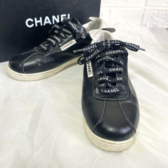 良品✨CHANEL シャネル　スニーカー　クラシック　黒　レザー　ココマーク