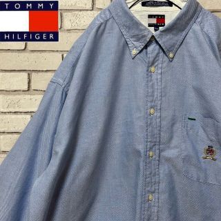 トミーヒルフィガー(TOMMY HILFIGER)のTOMMY HILFIGER 長袖オックスフォードシャツ 刺繍 ライトブルーXL(シャツ)