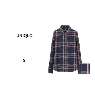 ユニクロ(UNIQLO)のUNIQLO/ユニクロ【エアリープリントブラウス S ネイビー　チェック】シャツ(シャツ/ブラウス(長袖/七分))