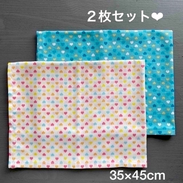 給食ナフキン❤︎ランチョンマット 2枚セット ハート柄 女の子 | フリマアプリ ラクマ