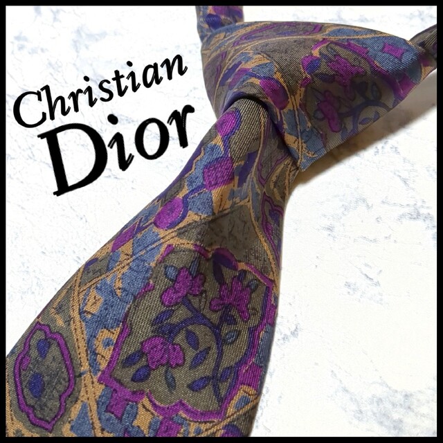 Christian Dior - 美品 ディオール ブランドネクタイ 紫 シルク
