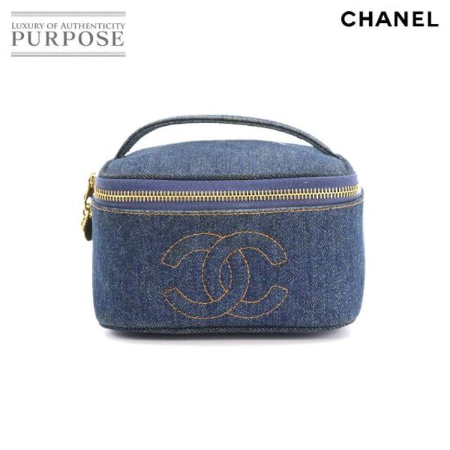 シャネル CHANEL バニティ コスメ ポーチ デニム ブルー ココマーク