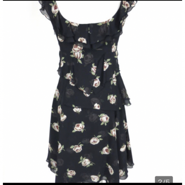 JESUS DIAMANTE(ジーザスディアマンテ)のジーザスディアマンテ　ワンピース　ドレス　花柄　黒　ブラック　薔薇　バルドー薔薇 レディースのワンピース(ひざ丈ワンピース)の商品写真