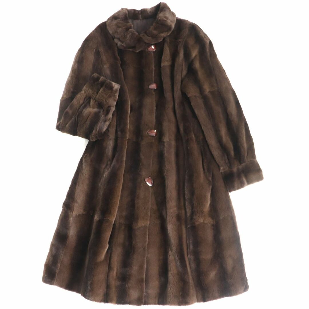 極美品▽シェアードウィーゼル×シルク100% リバーシブル 本毛皮超