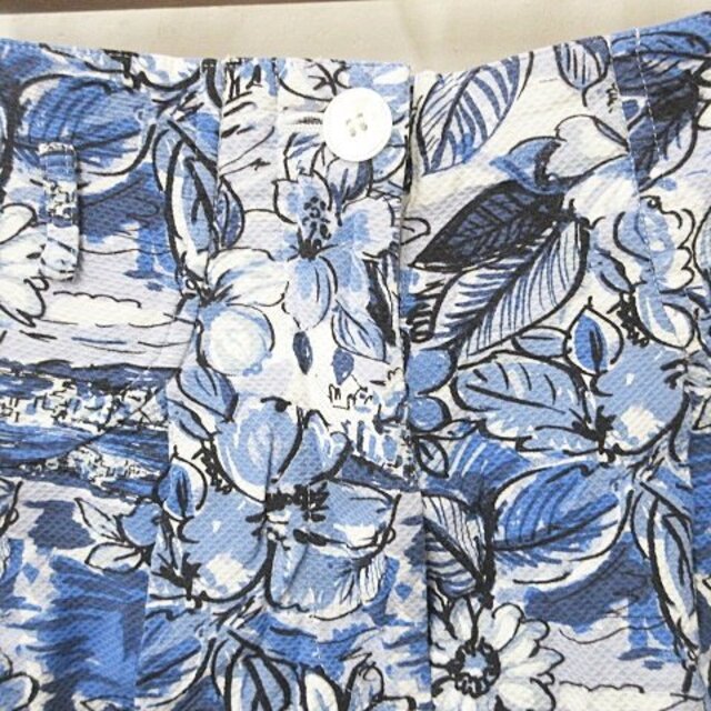 M'S GRACY(エムズグレイシー)のエムズグレイシー キュロット タック テープ 花柄 ブルー ホワイト 38 レディースのパンツ(キュロット)の商品写真