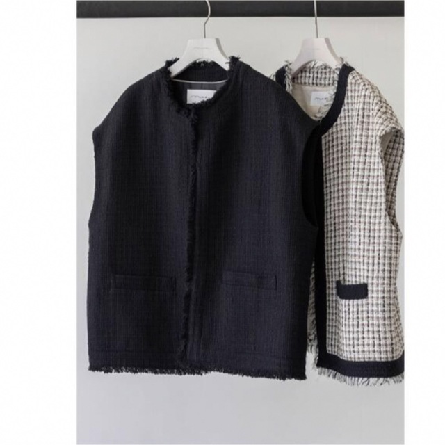 nae Novel Tweed Vest_black ベスト　ツイード