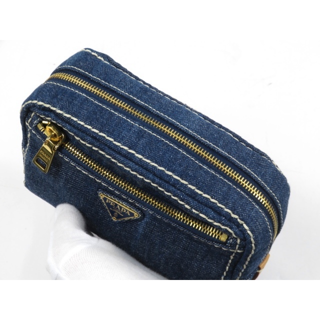 ■中古■ プラダ ポーチ メイク 化粧 小物入れ デニム ブルー 【A72073】 ■中古■ プラダ ポーチ メイク 化粧 小物入れ デニム ブルー 【A72073】