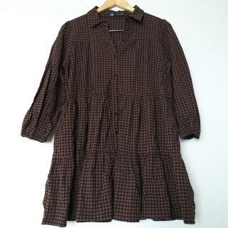 ザラ(ZARA)のZARA チェック柄 ティアード シャツ Mサイズ(シャツ/ブラウス(長袖/七分))