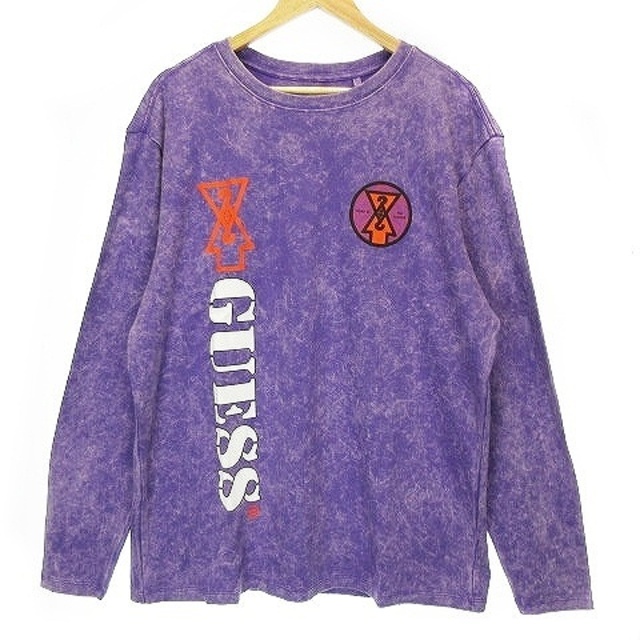 GUESS(ゲス)のゲス 88RISING Tシャツ 長袖 クルーネック コットン プリント M 紫 メンズのトップス(Tシャツ/カットソー(七分/長袖))の商品写真