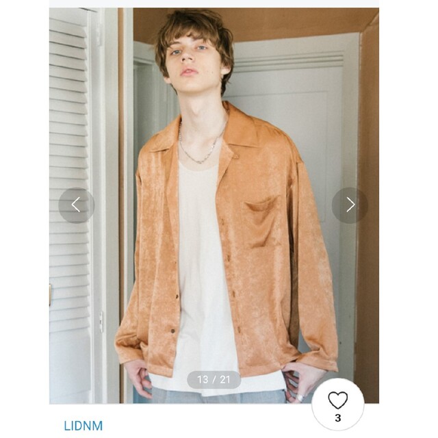 LIDNM(リドム)のLIDNM ビンテージサテンオープンカラーシャツ ドレスシャツ マスタード メンズのトップス(シャツ)の商品写真