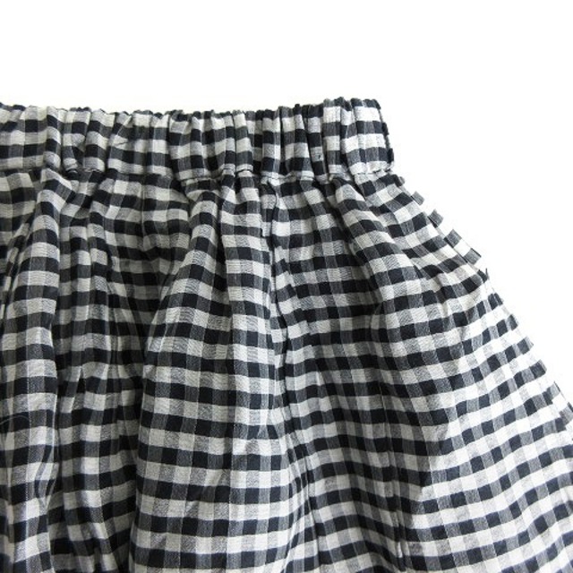 SLOBE IENA(スローブイエナ)のスローブ イエナ スカート フレア ミニ コットン シルク混 チェック 黒 白 レディースのスカート(ミニスカート)の商品写真