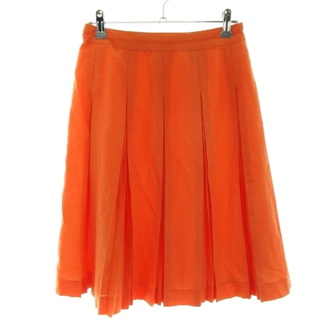 J.PRESS(ジェイプレス)のジェイプレス スカート フレア ひざ丈 サイドファスナー 薄手 無地 オレンジ レディースのスカート(ひざ丈スカート)の商品写真