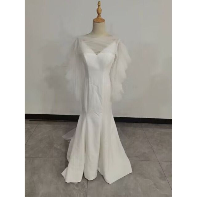 レディースウェディングドレス ホワイト 人気上昇！キャミソール ショール パール 結婚式