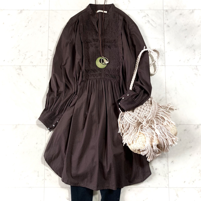 ne Quittez pas - 美品♪ヌキテパ FINE LAWN PINTUCK ロングシャツ