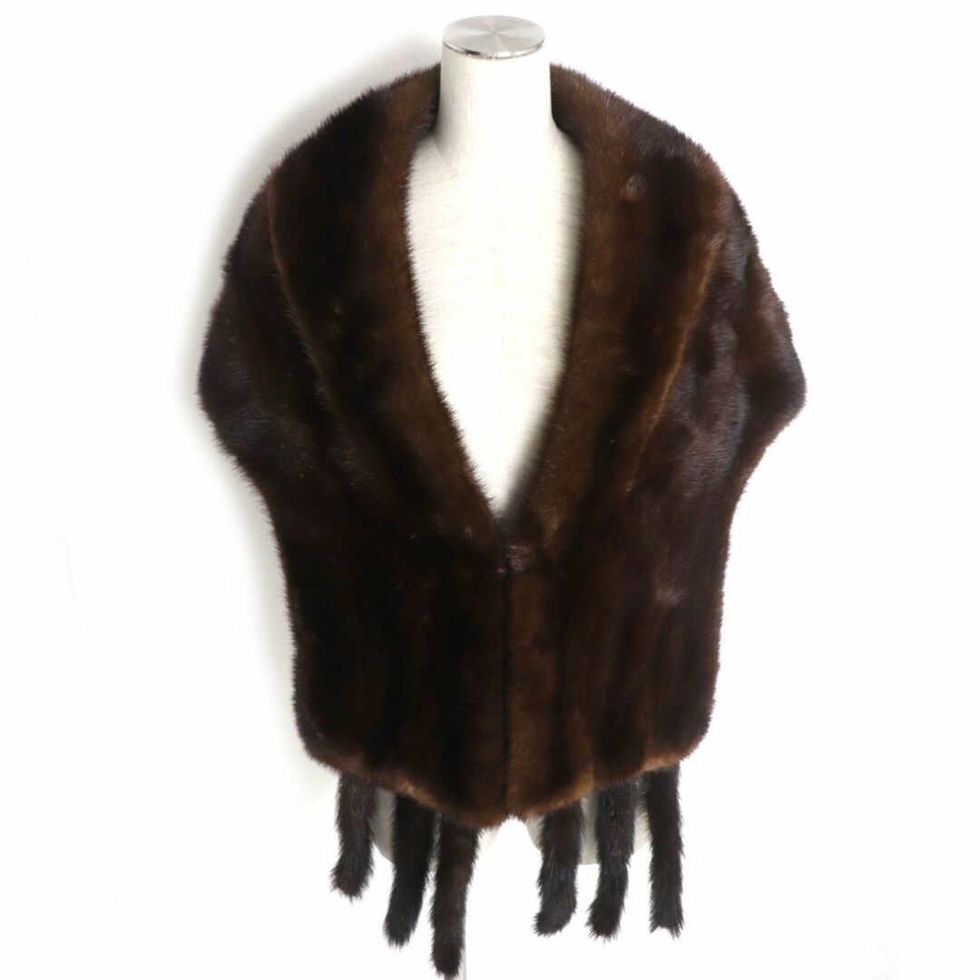 毛並み美品○MINK ミンク 本毛皮大判ショール/ストール ブラウン 毛質 ...
