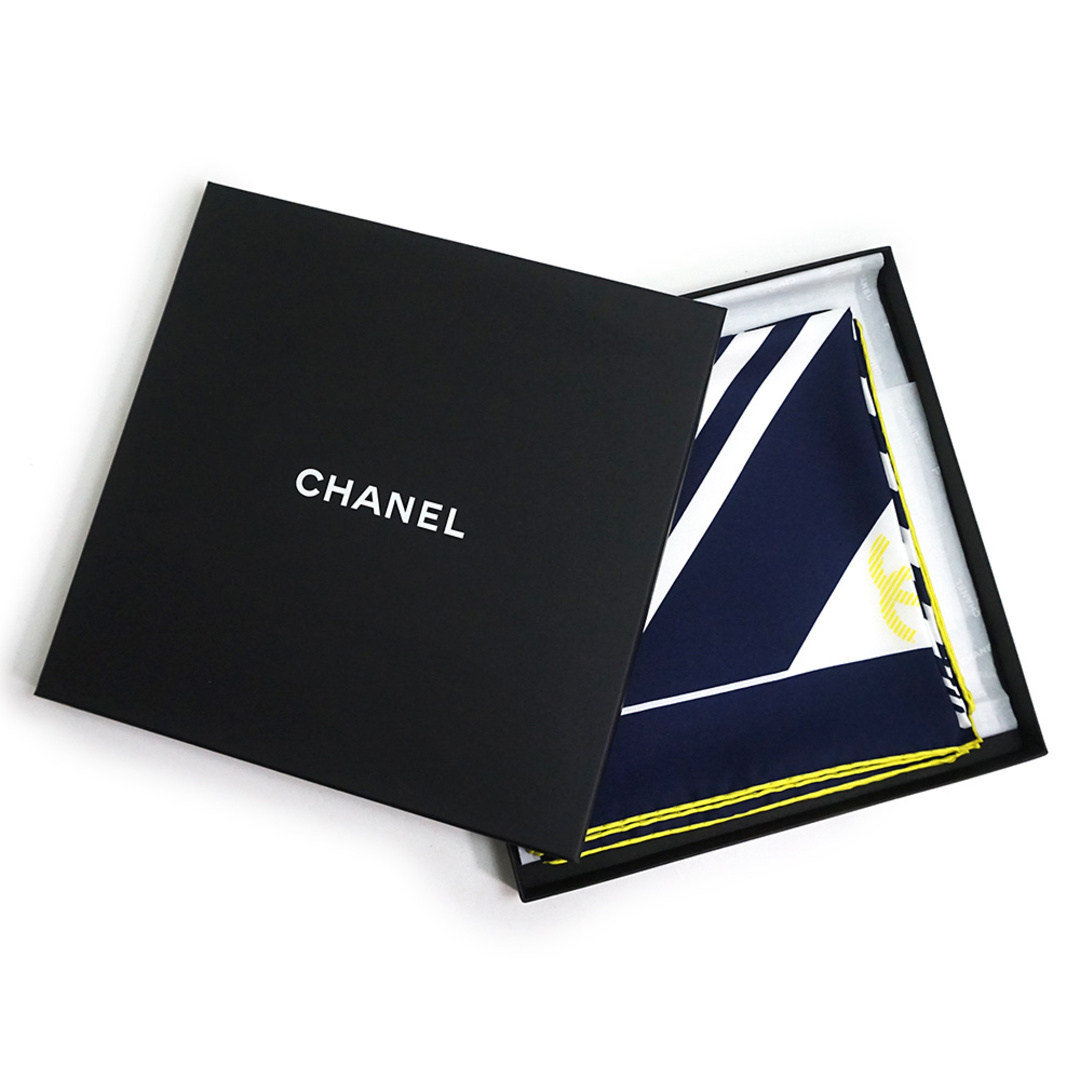 CHANEL - シャネル ココマーク 幾何学模様 ストライプ マリン スカーフ
