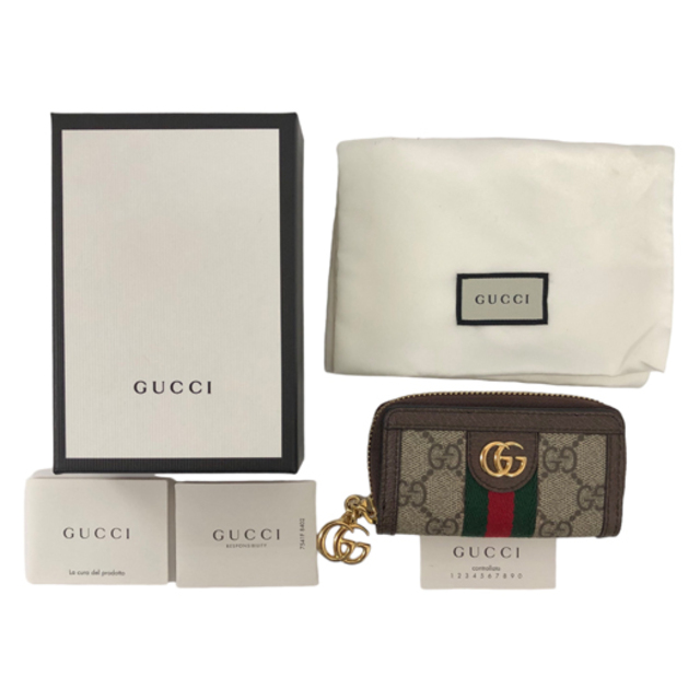 Gucci(グッチ)のグッチ GGマーモント  オフィディア キーリング付き コインケース ベージュ　エボニー GGスプリーム キャンバス 523157 横浜BLANC レディースのファッション小物(財布)の商品写真