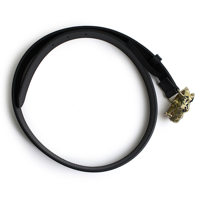 グッチ ラジャ タイガーヘッド トラ 虎 ラインストーン ベルト #85 カーフスキン レザー ブラック 黒 543152 GUCCI(新品・未使用品)