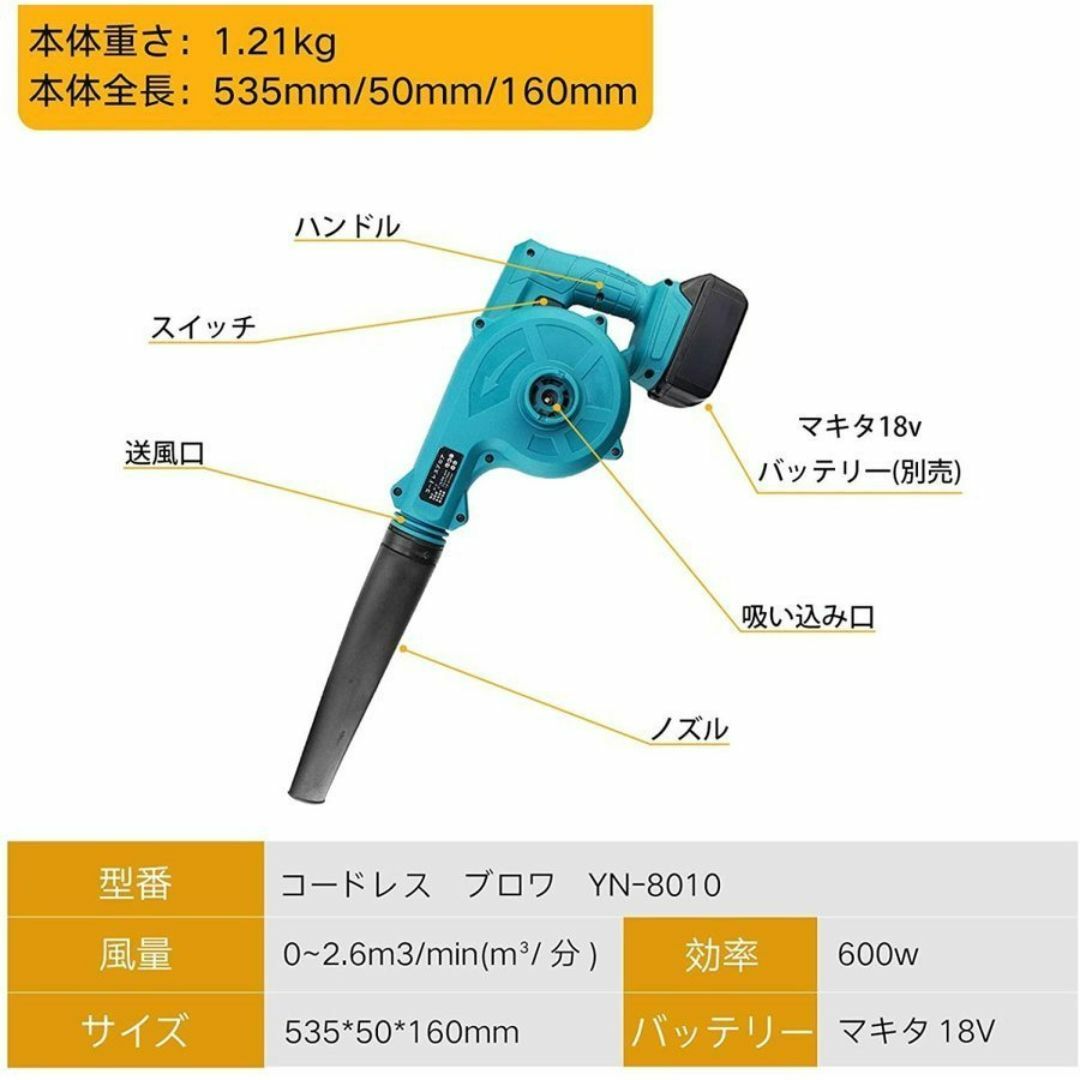 A マキタ 互換 ブロワーとBL1860B-1DC18RC(S)-1セット スポーツ/アウトドアの自転車(工具/メンテナンス)の商品写真