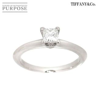 ティファニー(Tiffany & Co.)のティファニー TIFFANY&CO. プリンセスカット ダイヤ 0.31ct F/VVS2/EX 8号 リング Pt プラチナ 指輪  【鑑定書付き】 VLP 90184963(リング(指輪))