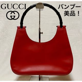 GUCCI グッチ バンブー ワンハンド ワンショルダー レッド レザー