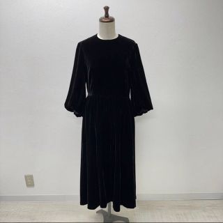 ノワールケイニノミヤ(noir kei ninomiya)の22aw 新品 ノワール ケイニノミヤ ギャルソン ベロア ギャザー ワンピース(ロングワンピース/マキシワンピース)