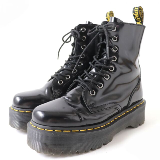 美品△Dr.Martens ドクターマーチン JADON ジェイドン 1460 8EYE BOOT 8ホール 厚底 レザーブーツ サイドZIP付き ブラック レディース UK5　e04-st30313-48