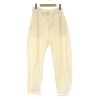 ザラ(ZARA)のザラ デニムパンツ ジーンズ テーパード フリル 38 L アイボリー(デニム/ジーンズ)