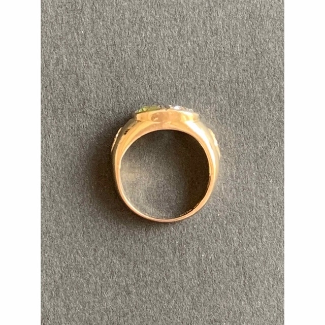 刻印あり K18 ゴールド リング 天然石 デザイン 指輪 vintage レディースのアクセサリー(リング(指輪))の商品写真