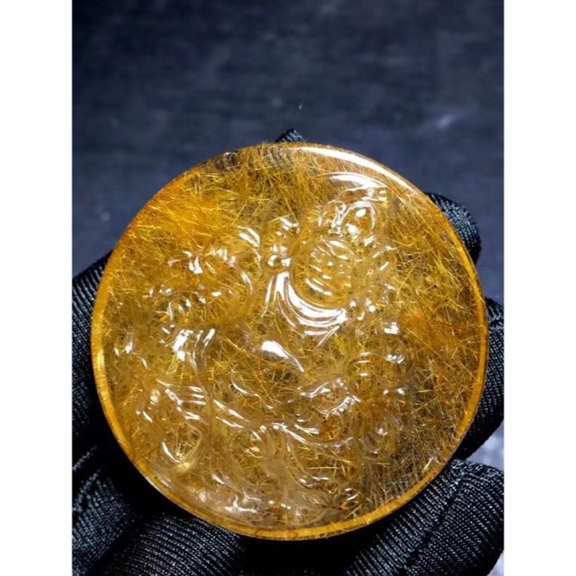 ⭐︎【天然】ゴールド ルチル クオーツ ペンダントトップ 52x15mmの
