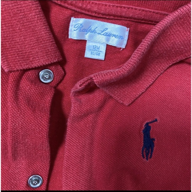 ラルフローレン　ツナギ　ロンパース 赤　レッド　80サイズ キッズ/ベビー/マタニティのベビー服(~85cm)(ロンパース)の商品写真